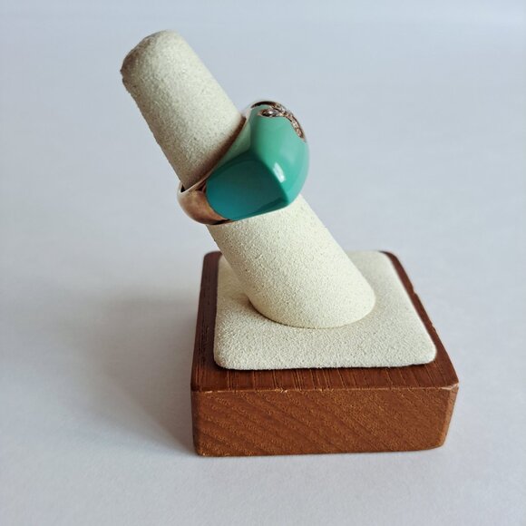 New Angelique de Paris Gold Plated Blue with Crystals Ring Size 6 - Picture 4 of 15